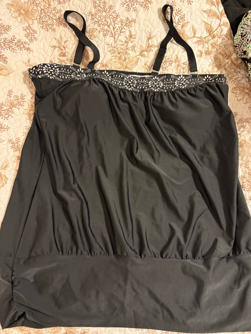 Black Swim Top w/ White Trim